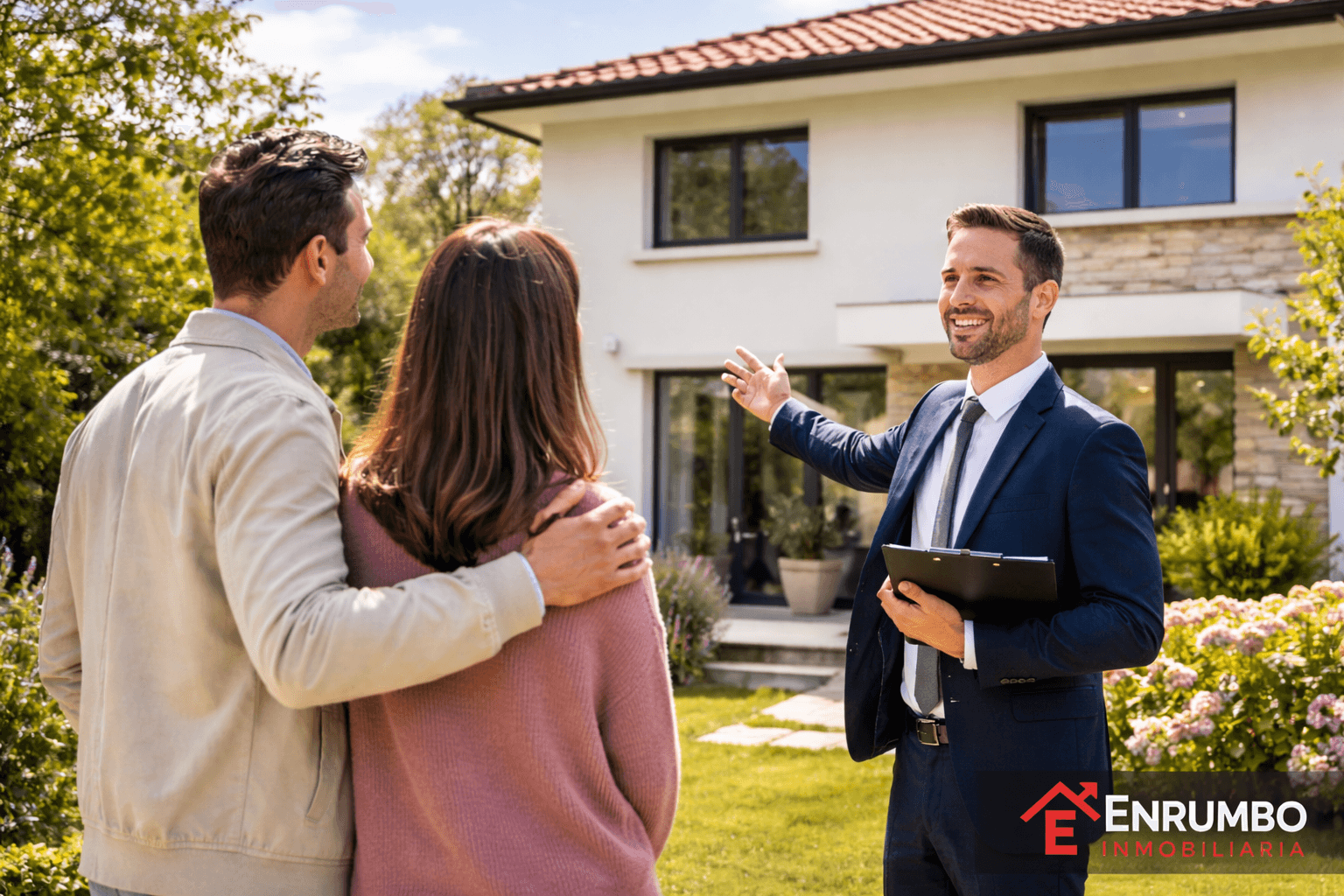 Agente inmobiliario enseñando una vivienda en Torrelavega – Enrumbo Inmobiliaria