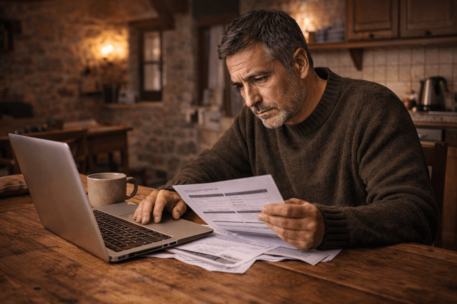 Vender casa Cóbreces - propietario revisando documentación antes de vender su vivienda