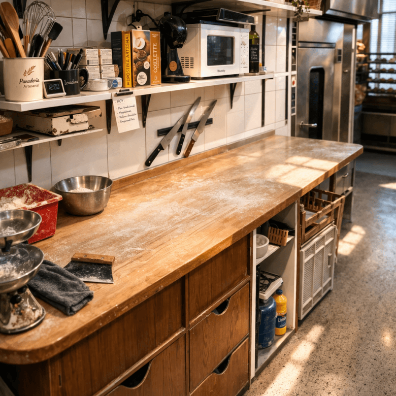 mesa de trabajo panadería Cantabria traspaso