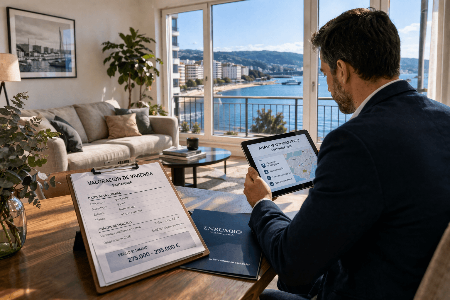 asesor de Enrumbo Inmobiliaria valorando un piso en Santander en 2026